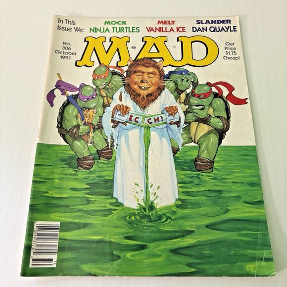 Mad Magazine October 1991 No 306 TMNT Vanilla Ice Dan Quayle Humor Satire - Picture 1 of 3